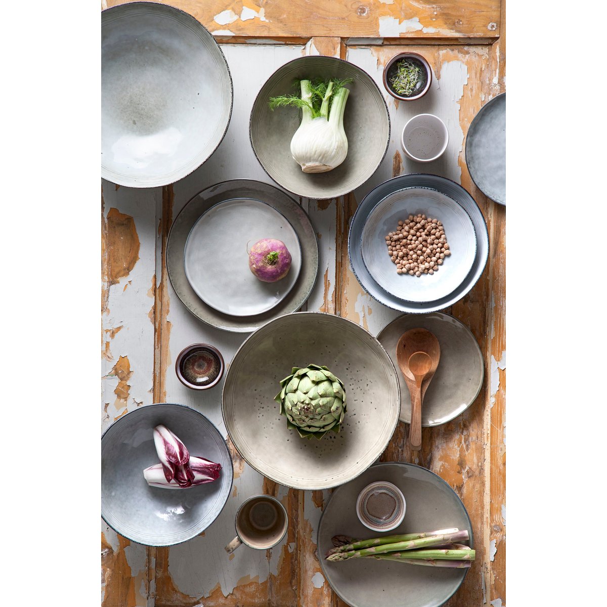 Assiette de diner TABO gris, MICA DECORATIONS