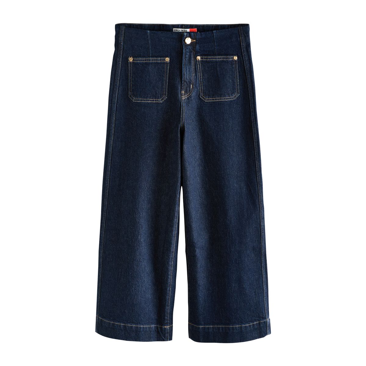 Jean court et large à poche plaquée bleu indigo, NEXT
