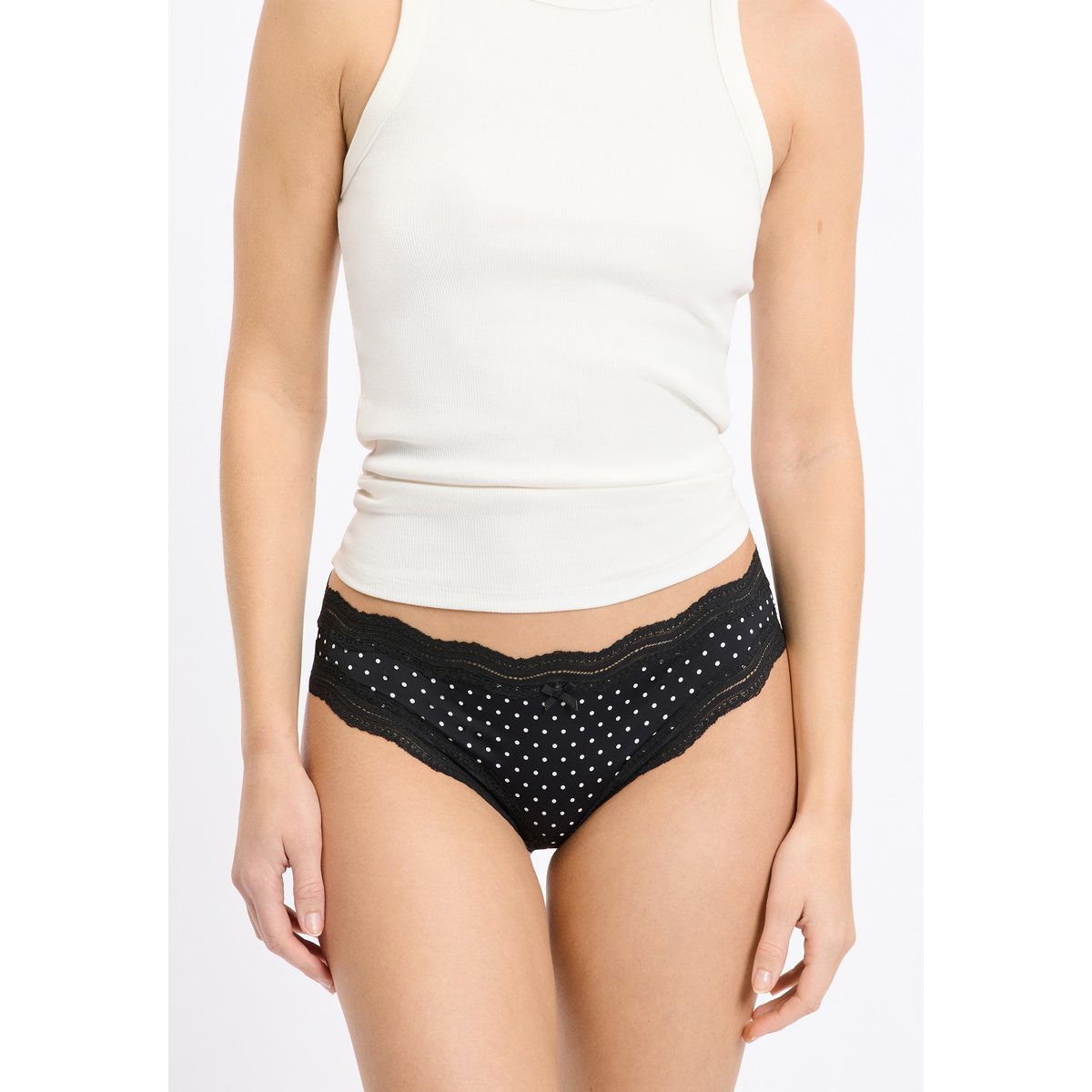 Tanga bords dentelle en microfibre SOUL PRINT imp fd noir, ETAM