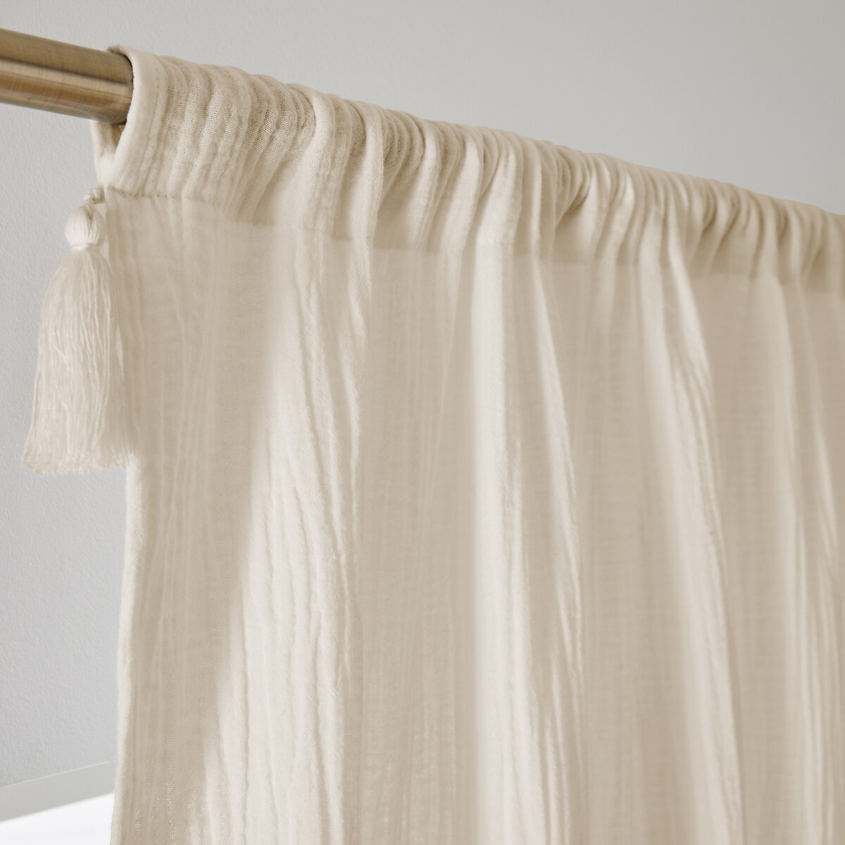 Kumla Cotton Muslin Curtain Panel chalk, LA REDOUTE INTERIEURS