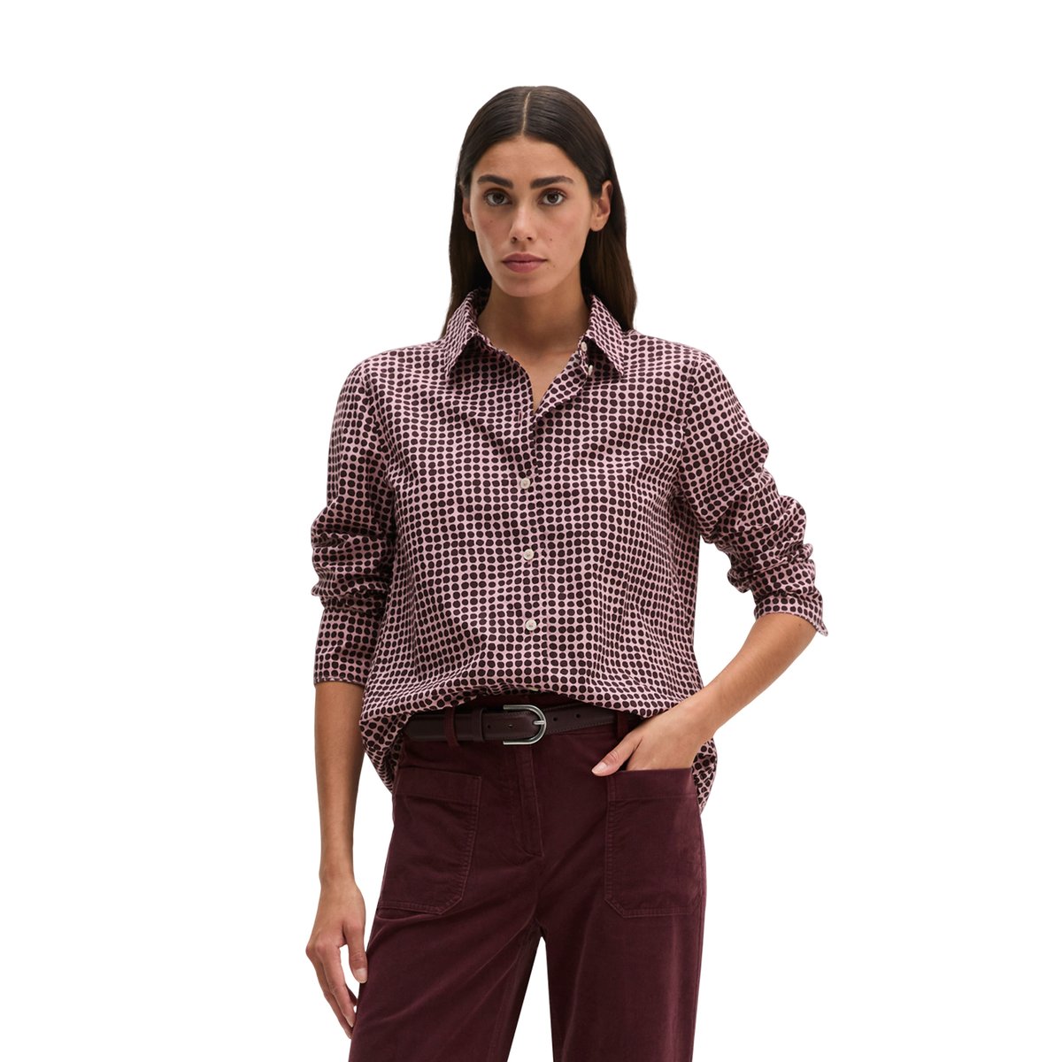 Blouse A-Shape en popeline Papertouch rouge, MARC O'POLO