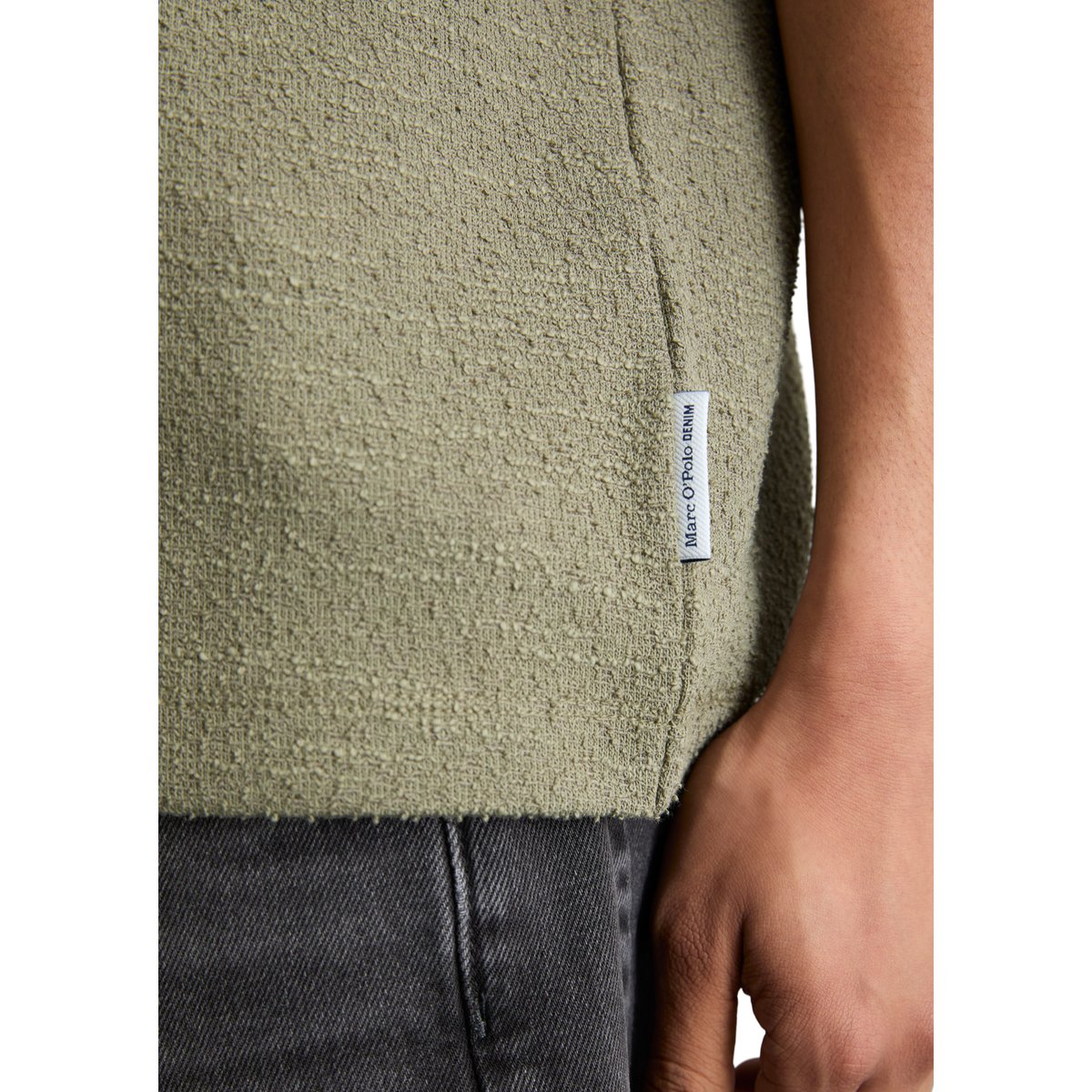 T-shirt relaxed avec une fine structure bouclée vert, MARC O’POLO DENIM