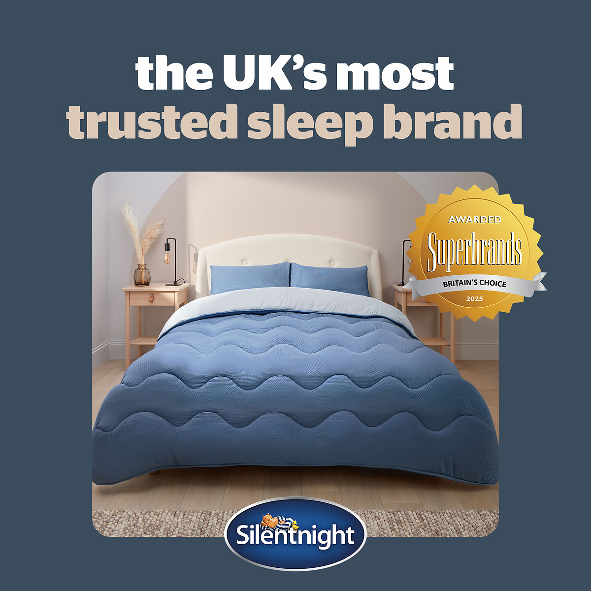 Seersucker Coverless 10.5 Tog Duvet and Pillowcase Set grey/blue, SILENTNIGHT
