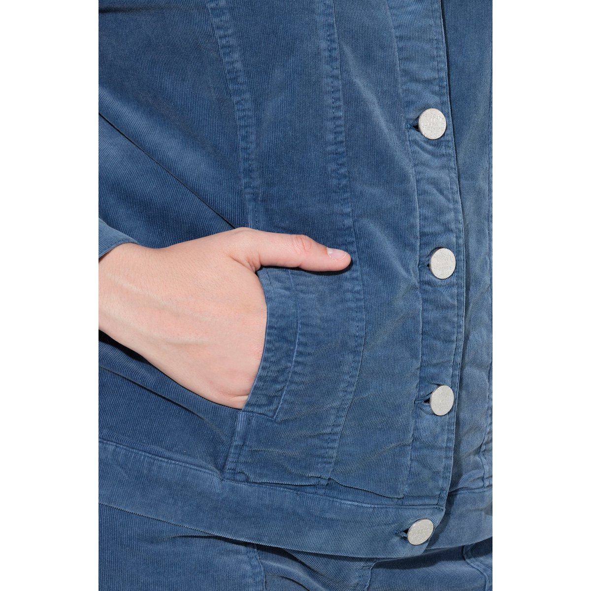 Veste en velours côtelé, patte de boutonnage bleu, ULLA POPKEN