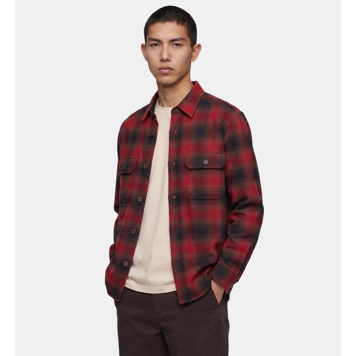 Surchemise toverek 3 coton rouge marron, GALERIES LAFAYETTE