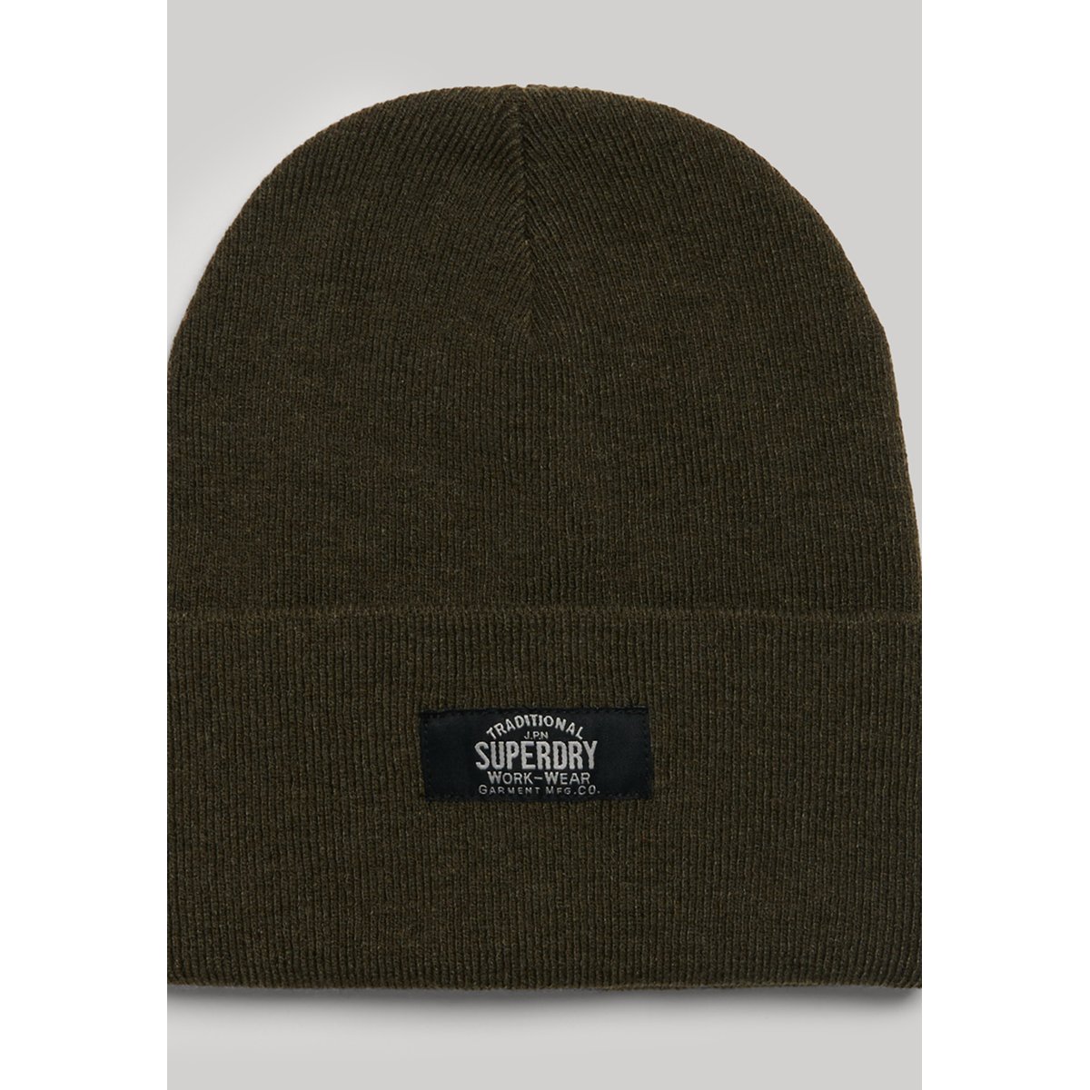 Bonnet en maille classique vert olive chiné, SUPERDRY
