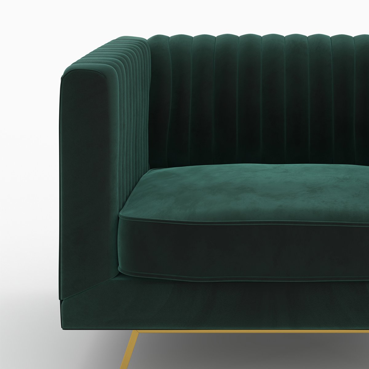 Ensemble canapé et fauteuil en velours 4 places - GATSBY vert, MAISON PAVANE