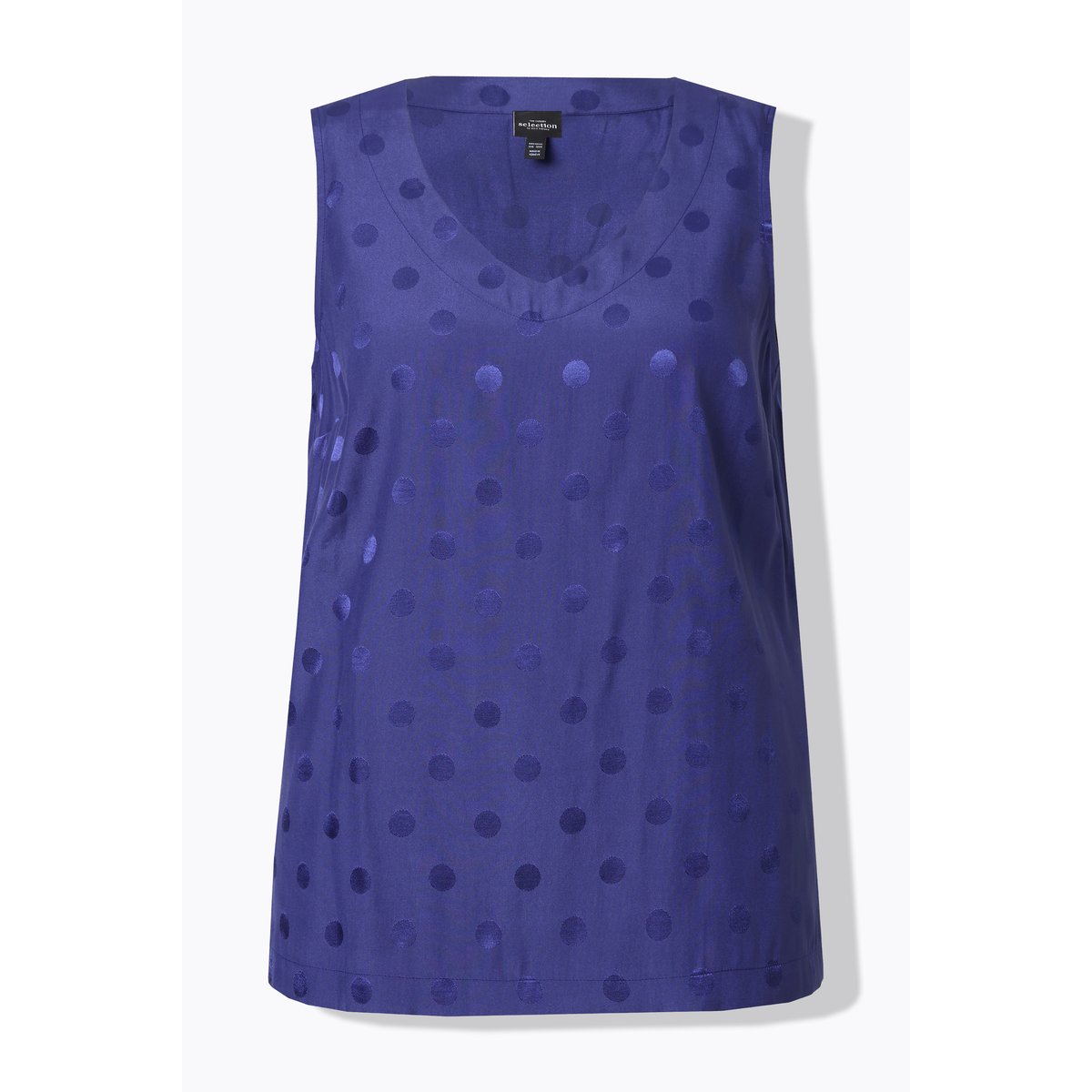 Blouse à pois jacquard avec encolure en V. bleu encre, ULLA POPKEN