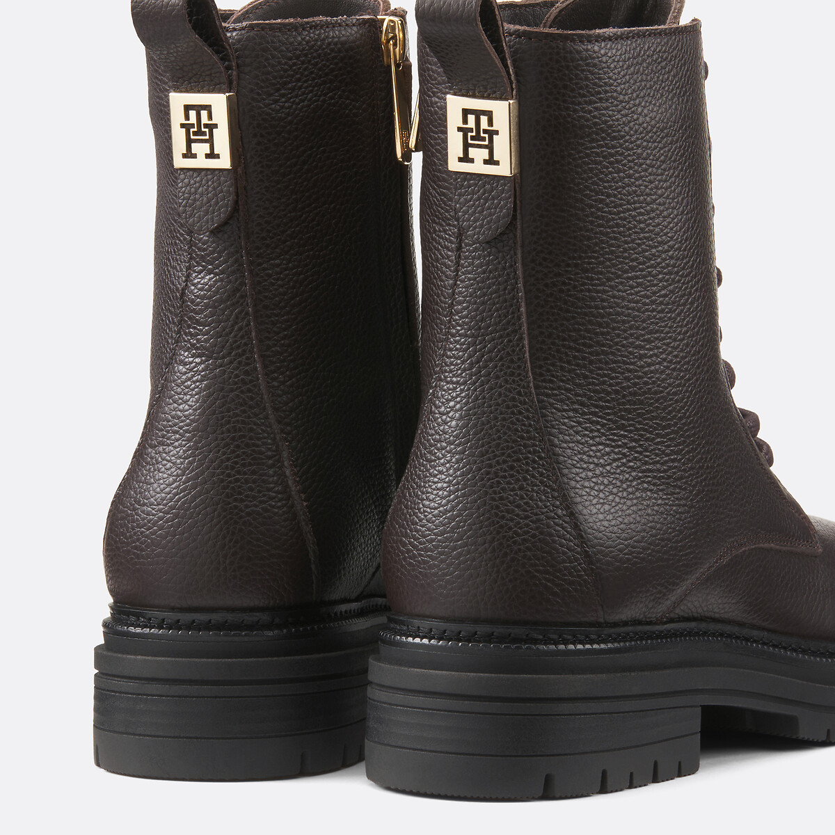Boots à lacets en cuir marron, TOMMY HILFIGER