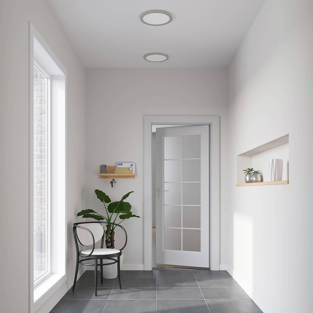 Plafonnier en aluminium moderneLED, Aureka argent, PRIOS