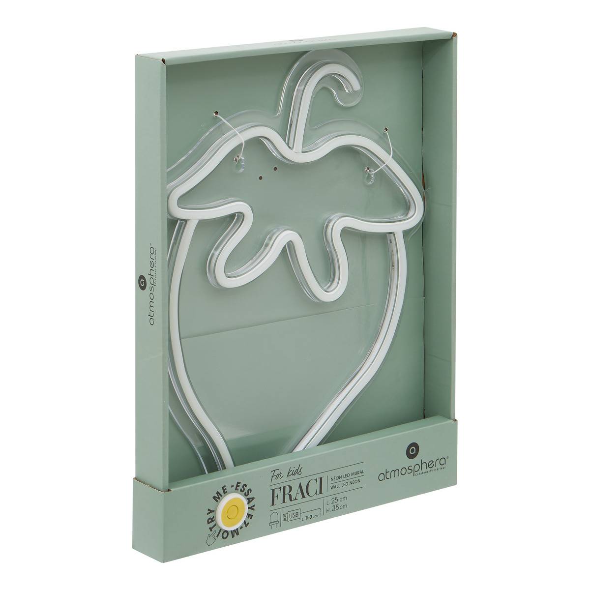Néon LED Fraise Fraci 25x1,5x35cm cerise, ATMOSPHERA FOR KIDS