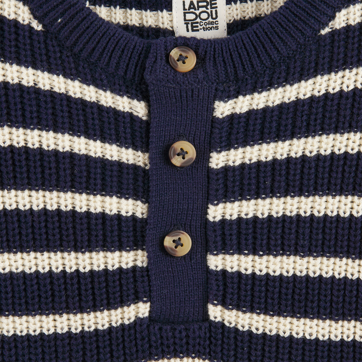 Pull rayé avec col tunisien boutonné, en grosse maille rayé, LA REDOUTE COLLECTIONS