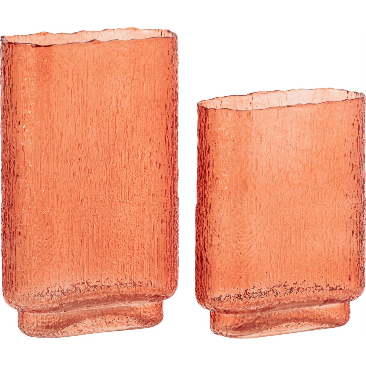 Vase rectangulaire en verre à relief orange, RECOLLECTION