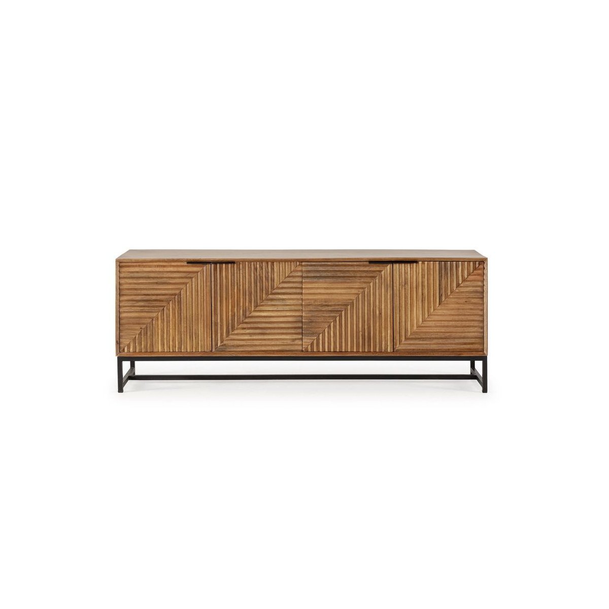 Meuble TV 160 cm bois massif, NAOMIE marron foncé, BOBOCHIC