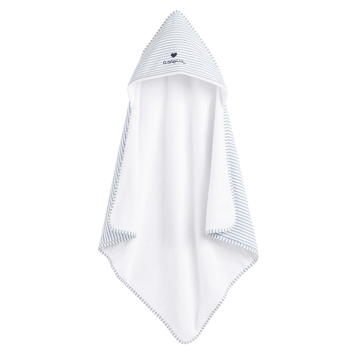 Baby's Bath Cape in Striped Cotton Jersey/Towelling blue/ecru, LA REDOUTE COLLECTIONS