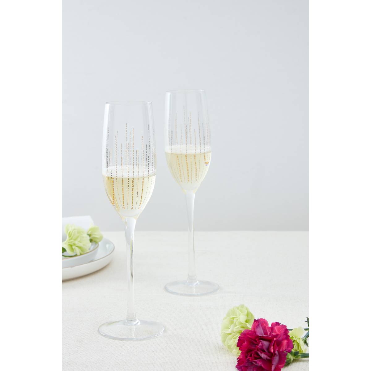 Lot de 4 flûtes à champagne en verre LUNIS doré, ATMOSPHERA