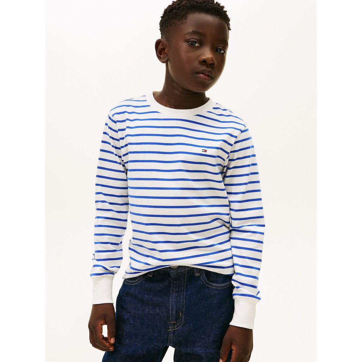 T-shirt manches longues marinière rayé bleu, TOMMY HILFIGER