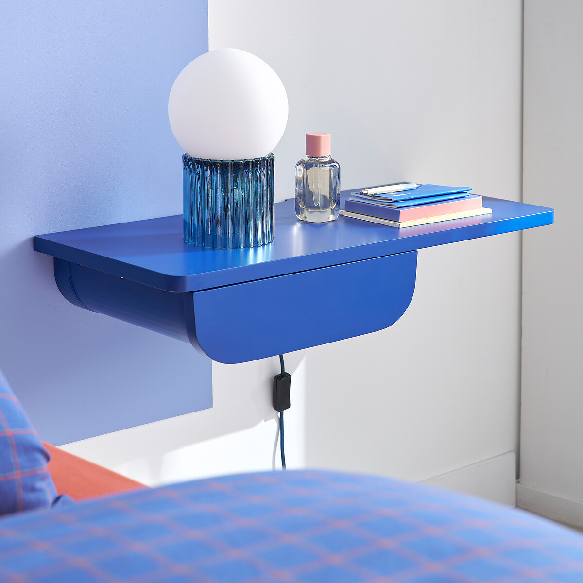 Lampada da tavolo, vetro striato colorato e opalino, Dima blu, LA REDOUTE INTERIEURS