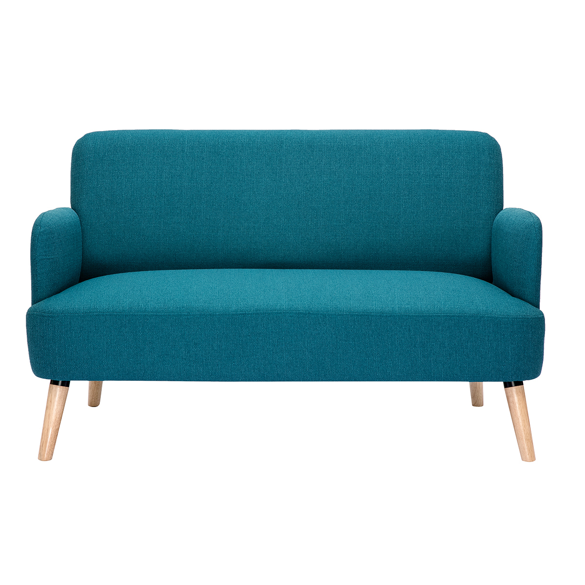 Canapé scandinave 2 places pieds bois clair ISKO bleu canard, MILIBOO