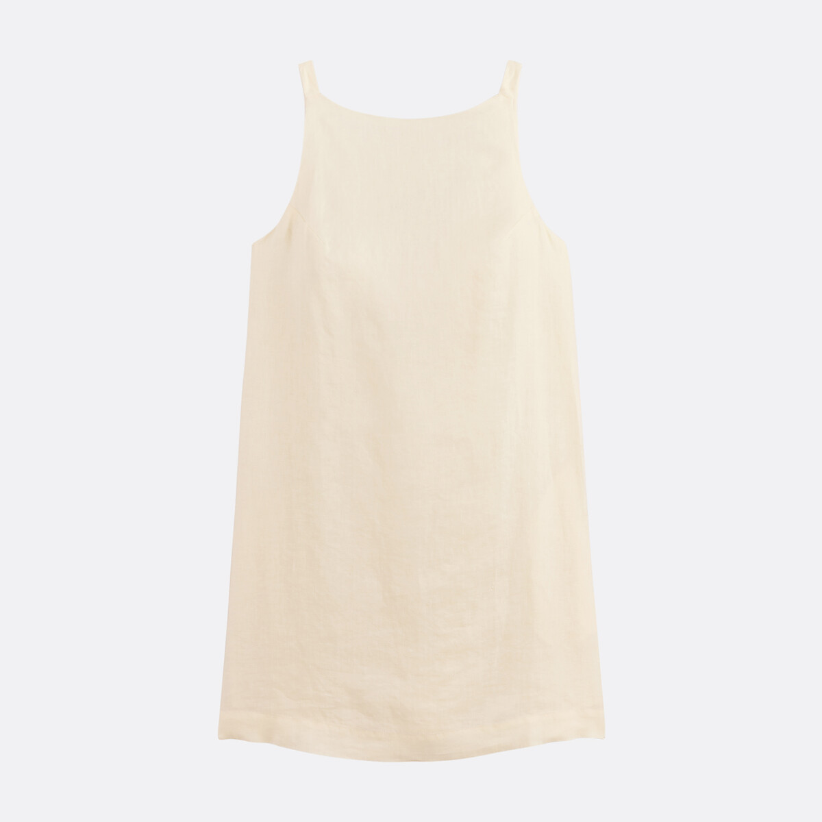 Korte mouwloze kokerjurk van linnen geel   , LA REDOUTE COLLECTIONS