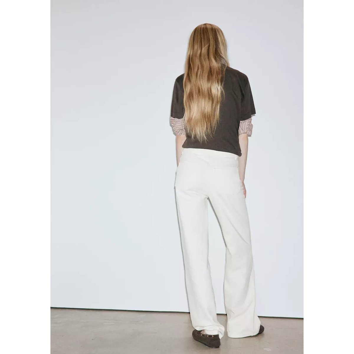 Jean Danila large taille haute écru, MANGO
