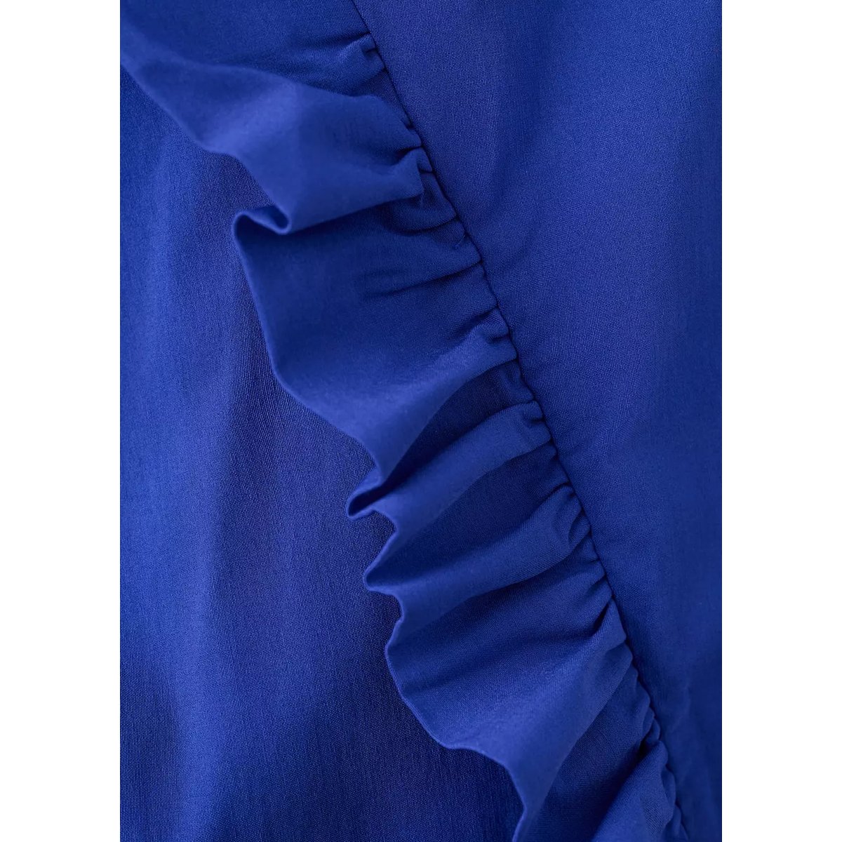 Robe bustier avec détail asymétrique à volants bleu, MANGO
