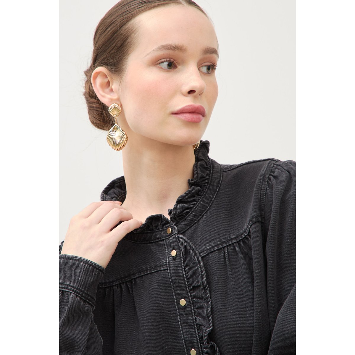 Chemise en jeans manches longues denim noir, BONOBO