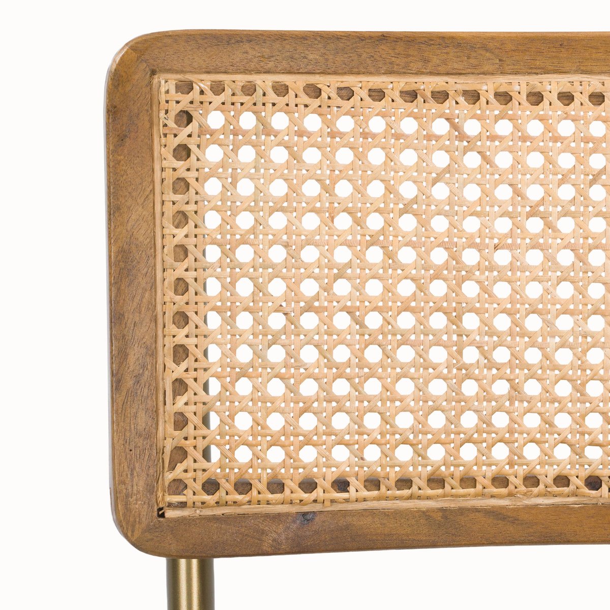 Lot de 2 chaises en cuir et cannage - ARSÈNE marron et métal doré, MAISON PAVANE