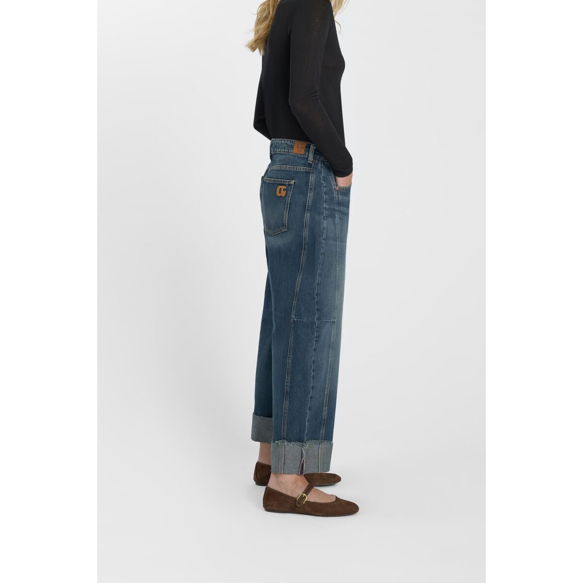 Jeans loose, large LEAL, longueur 34 blue, LE TEMPS DES CERISES