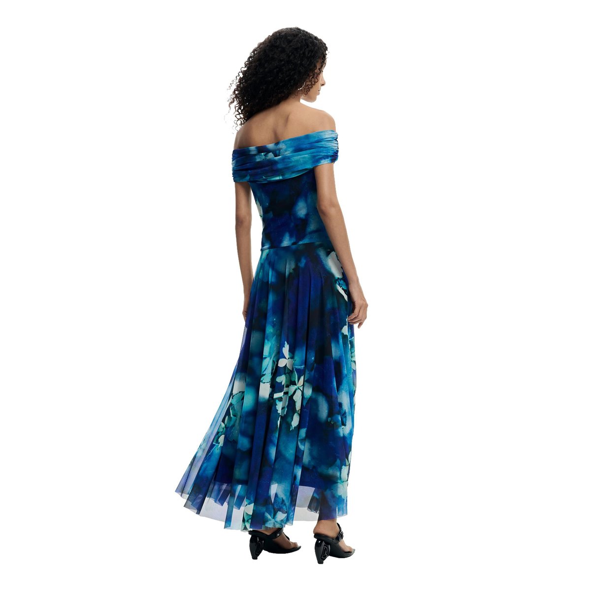 Robe longue à fleurs bleu, DESIGUAL