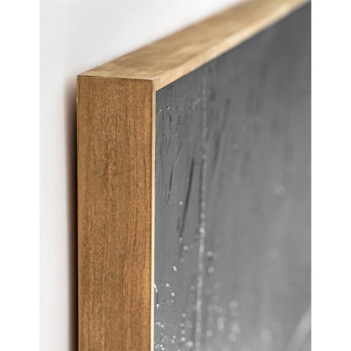 Tableau abstrait toile relief graphique noir, blanc et bois brun, RECOLLECTION