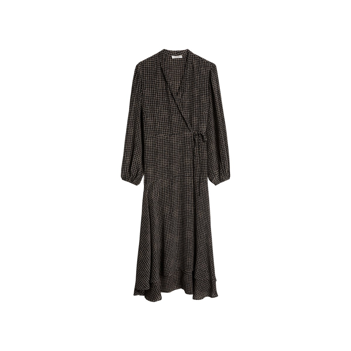 Robe portefeuille coupe trapèze en viscose fluide marron, MARC O'POLO