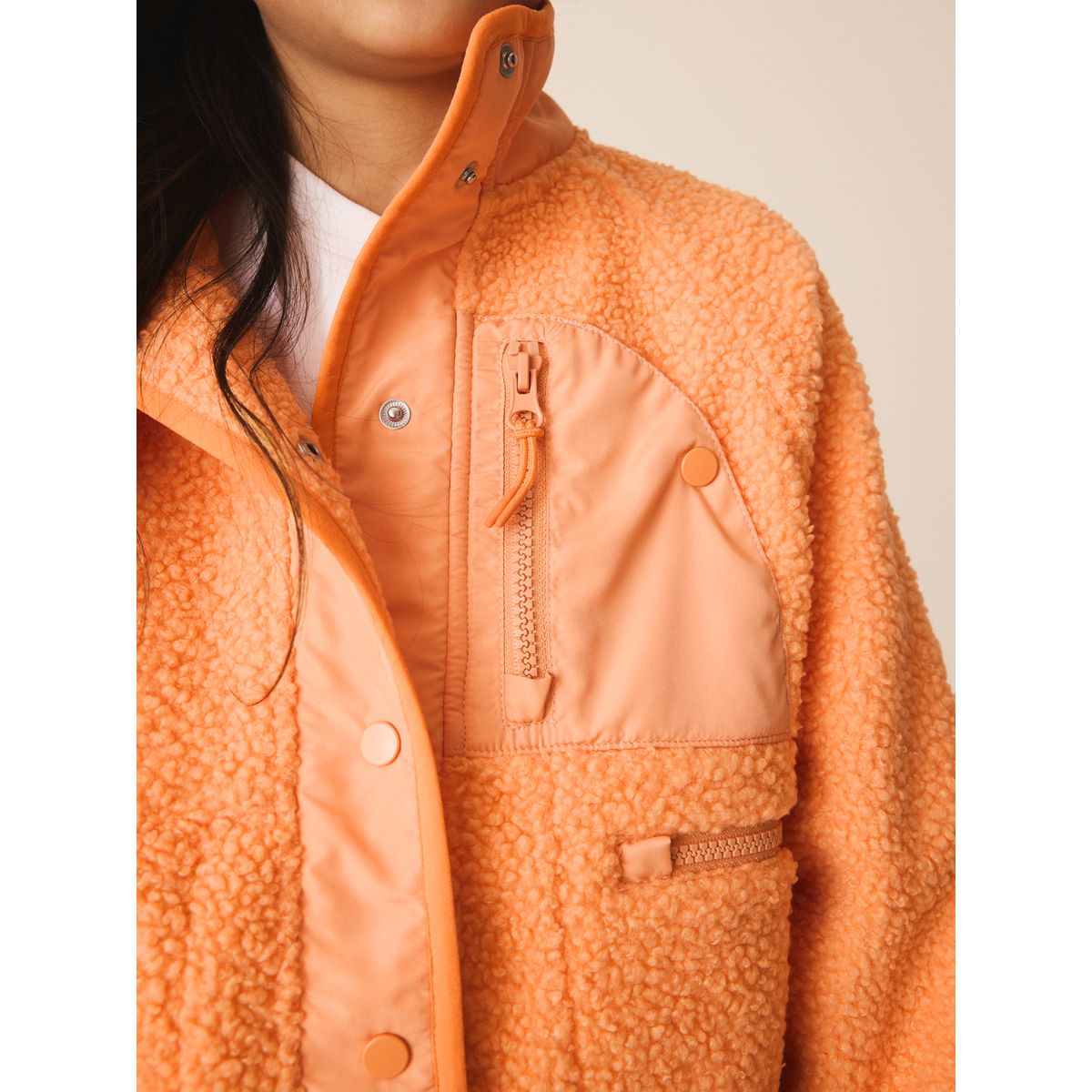 Veste en polaire boutonnée orange vif, NEXT