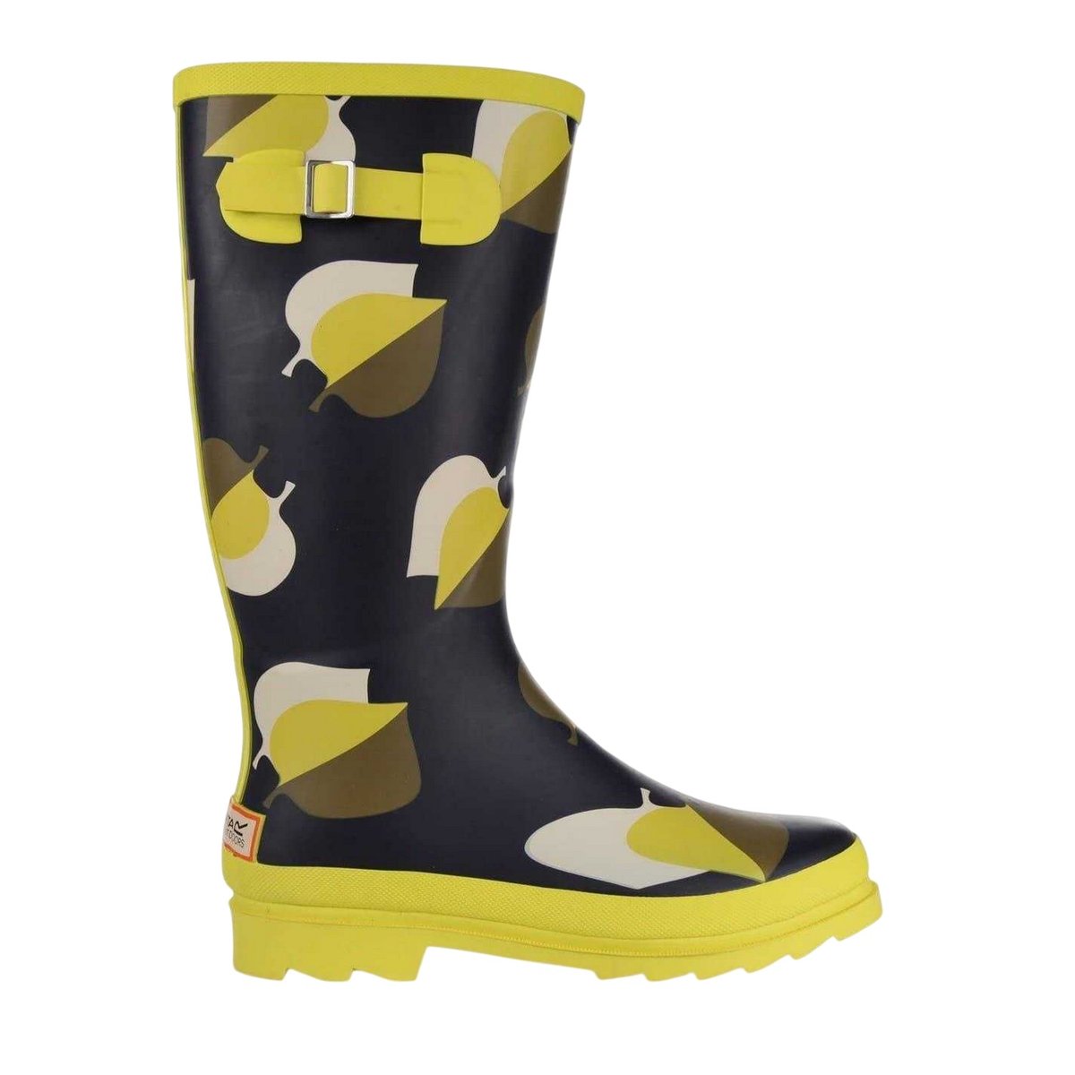 Bottes de pluie motif/style imprimé feuille ORLA KIELY noir / jaune imprimé, REGATTA