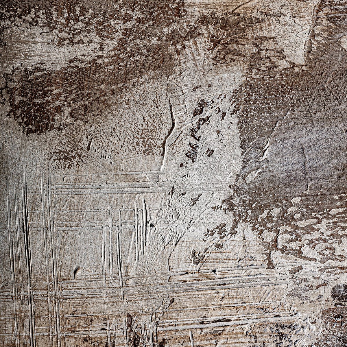 Tableau abstrait sur toile, Cadre bois de pin marron nuances beige clair, RECOLLECTION