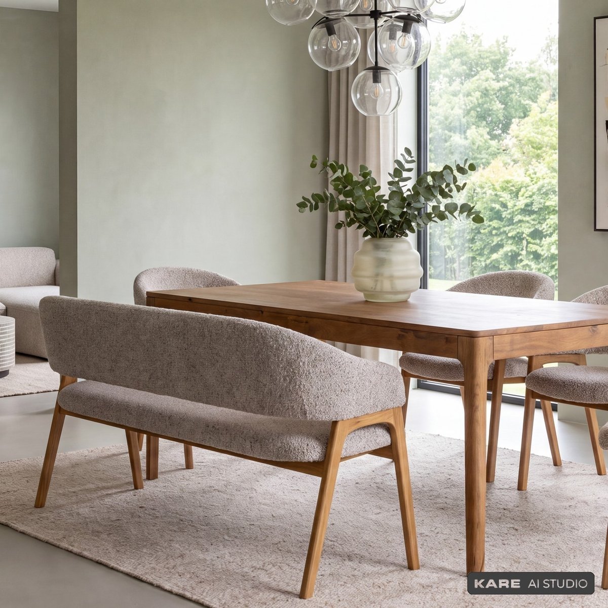 Banquette en polyester mélangé et chêne, AUGUST gris, KARE DESIGN