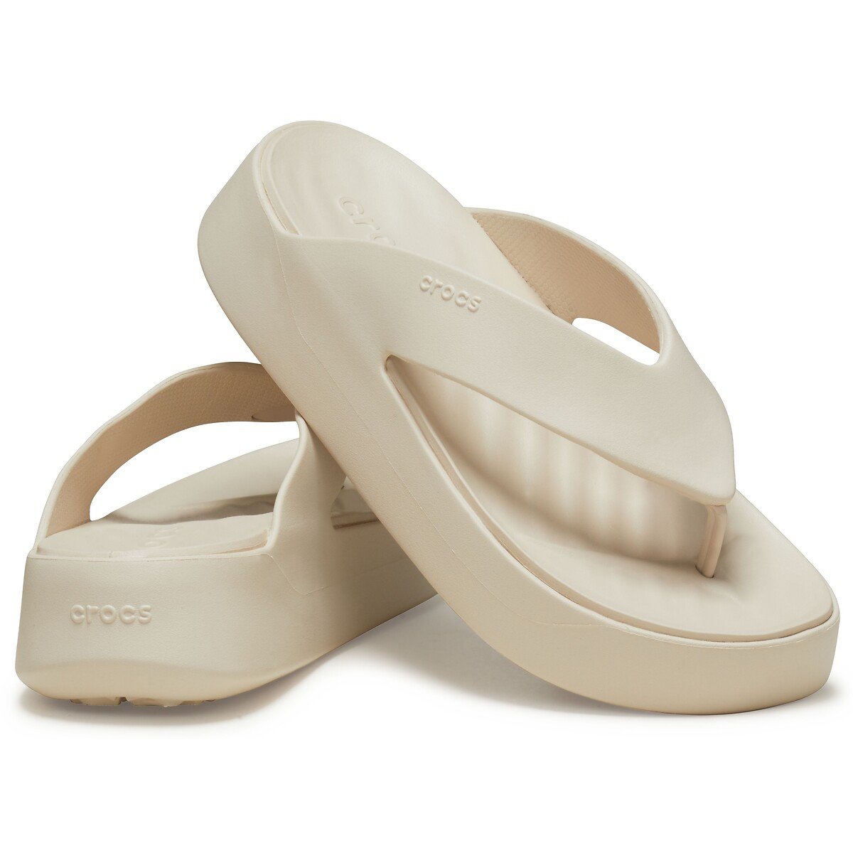 Chinelos com plataforma, getaway flip bege, CROCS