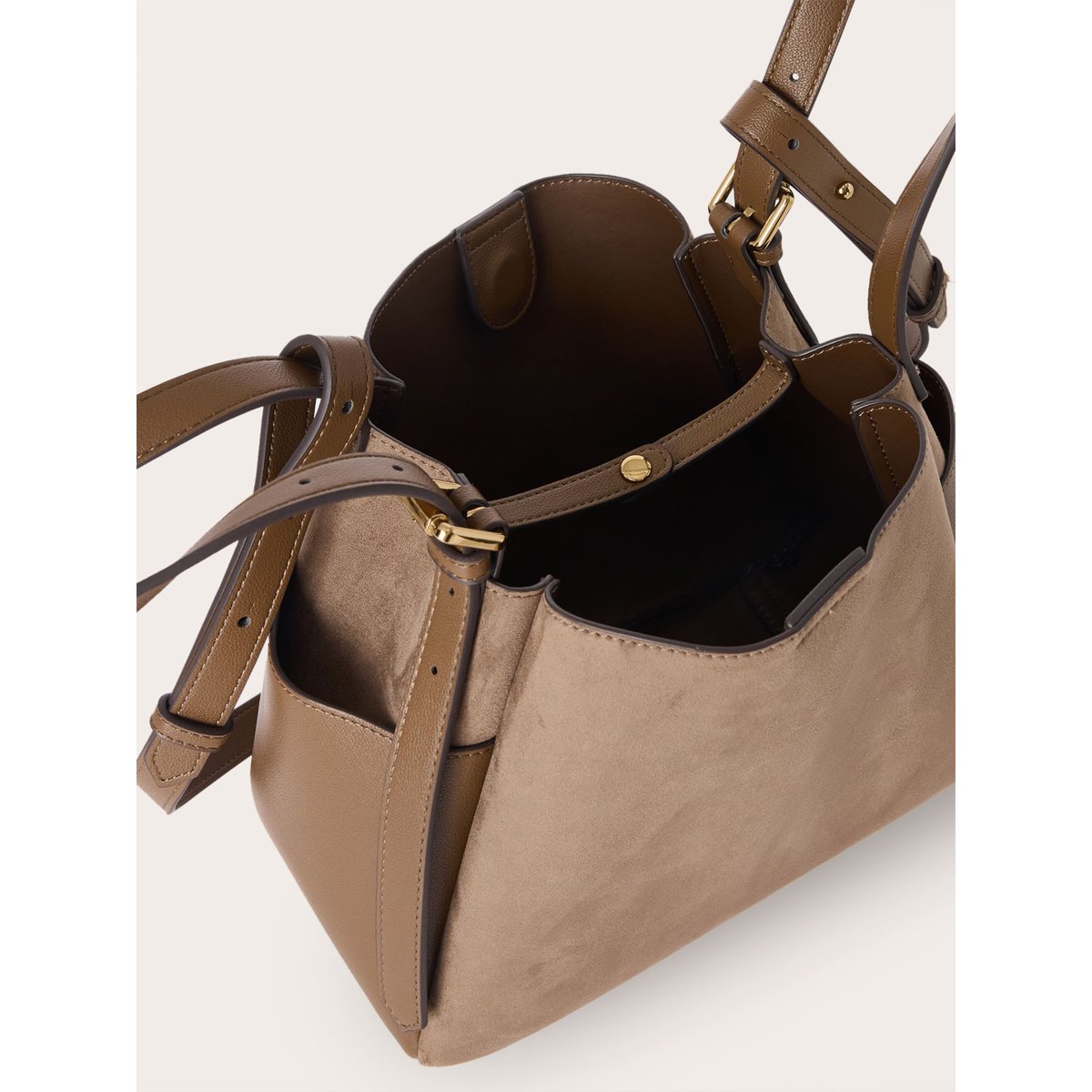 Sac seau avec bandoulière marron, MOTIVI
