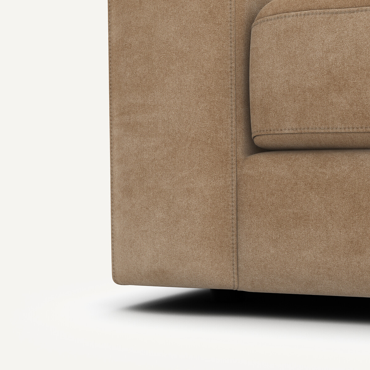 Canapé 3 places compact en velours stonewashed, SKANDER ficelle, AM.PM