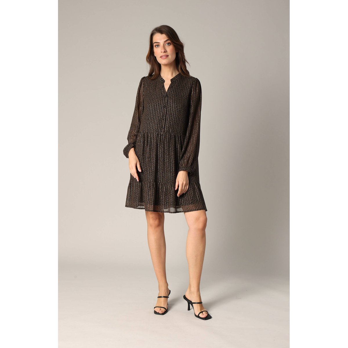 Robe fluide à fines rayures JOYANE noir, DEELUXE