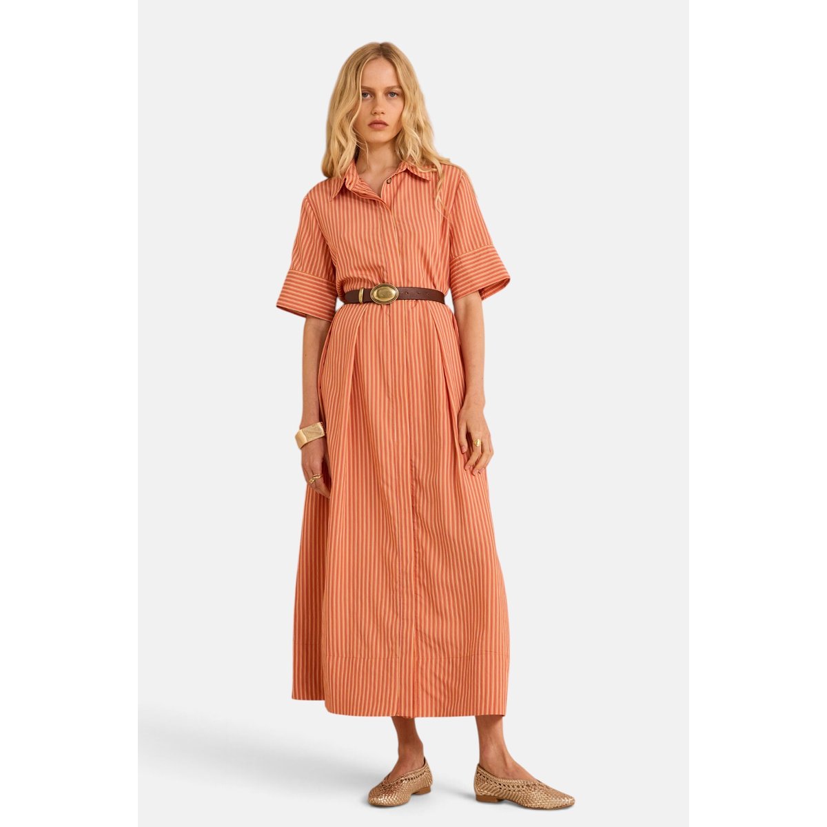 Robe droite à rayures PATRICIA ocre, Maison 123