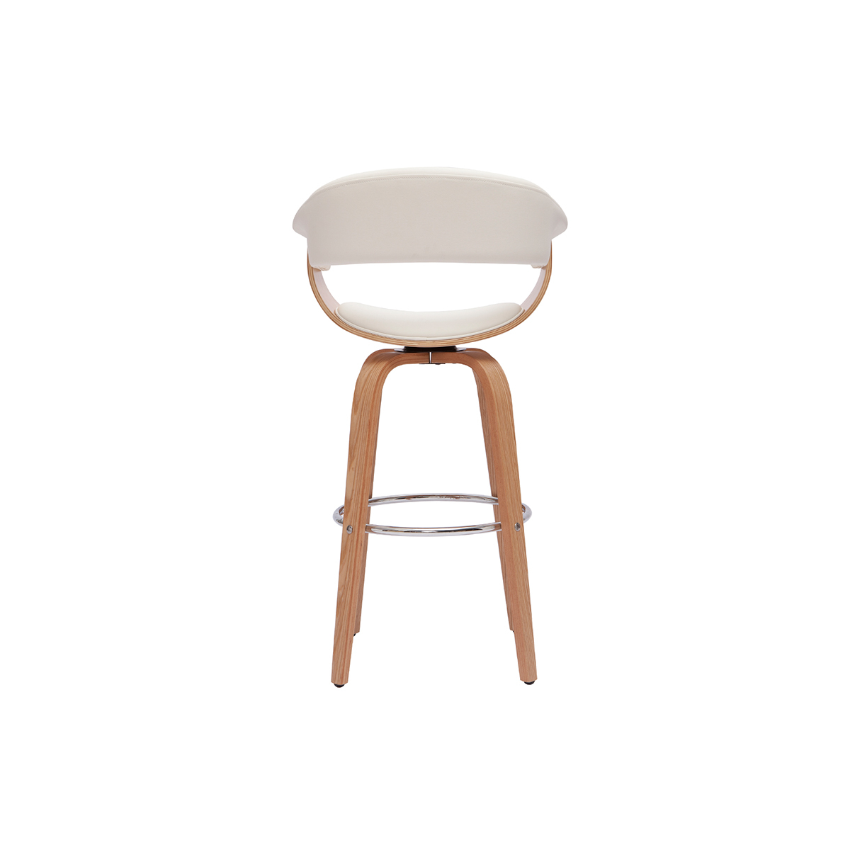 Tabouret de bar design pivotant blanc et bois clair H67 cm OKTAV blanc, MILIBOO