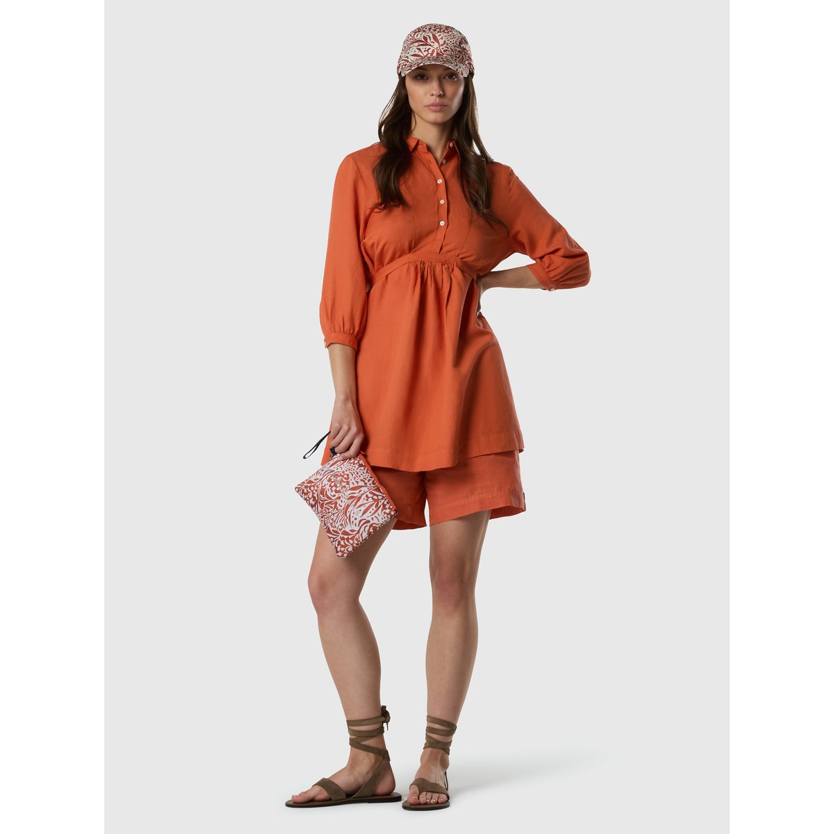 Robe-chemise courte avec attache à la taille orange de la mecque, NORTH SAILS