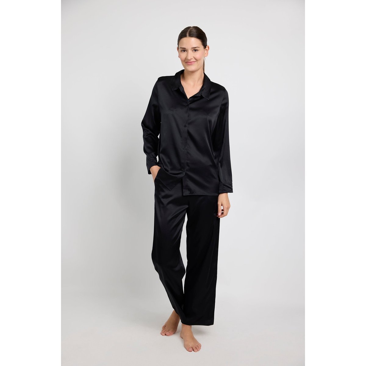 Pantalon en soie SILK'N MOON noir, MAISON LEJABY