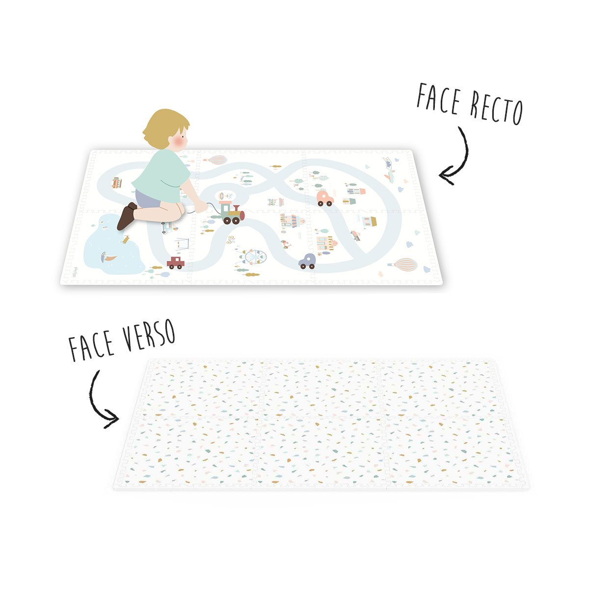 play&go - tapis puzzel, boîte de rangement & mini maison - village multicolor, PLAY ET GO