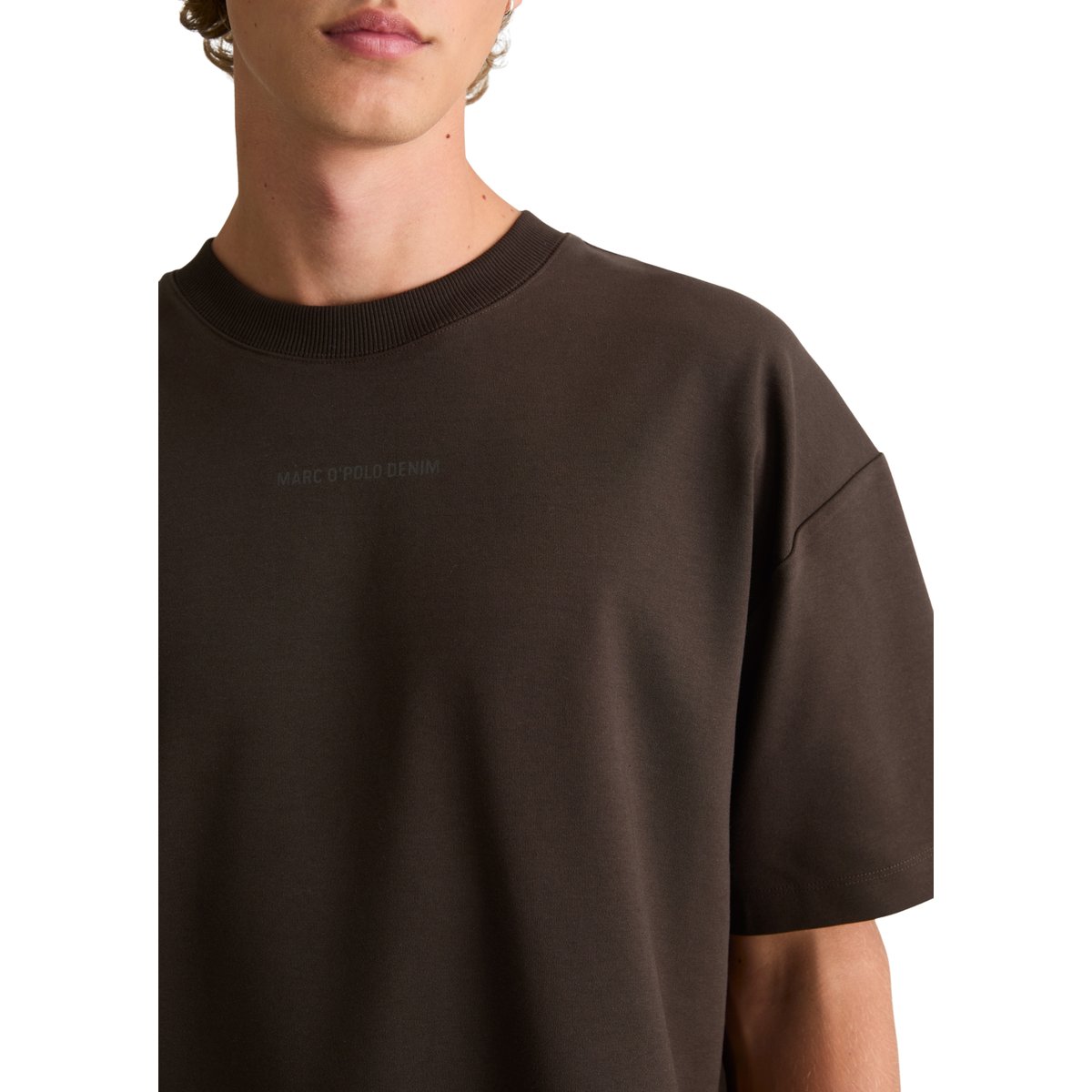 T-shirt ample en jersey interlock épais marron foncé, MARC O’POLO DENIM