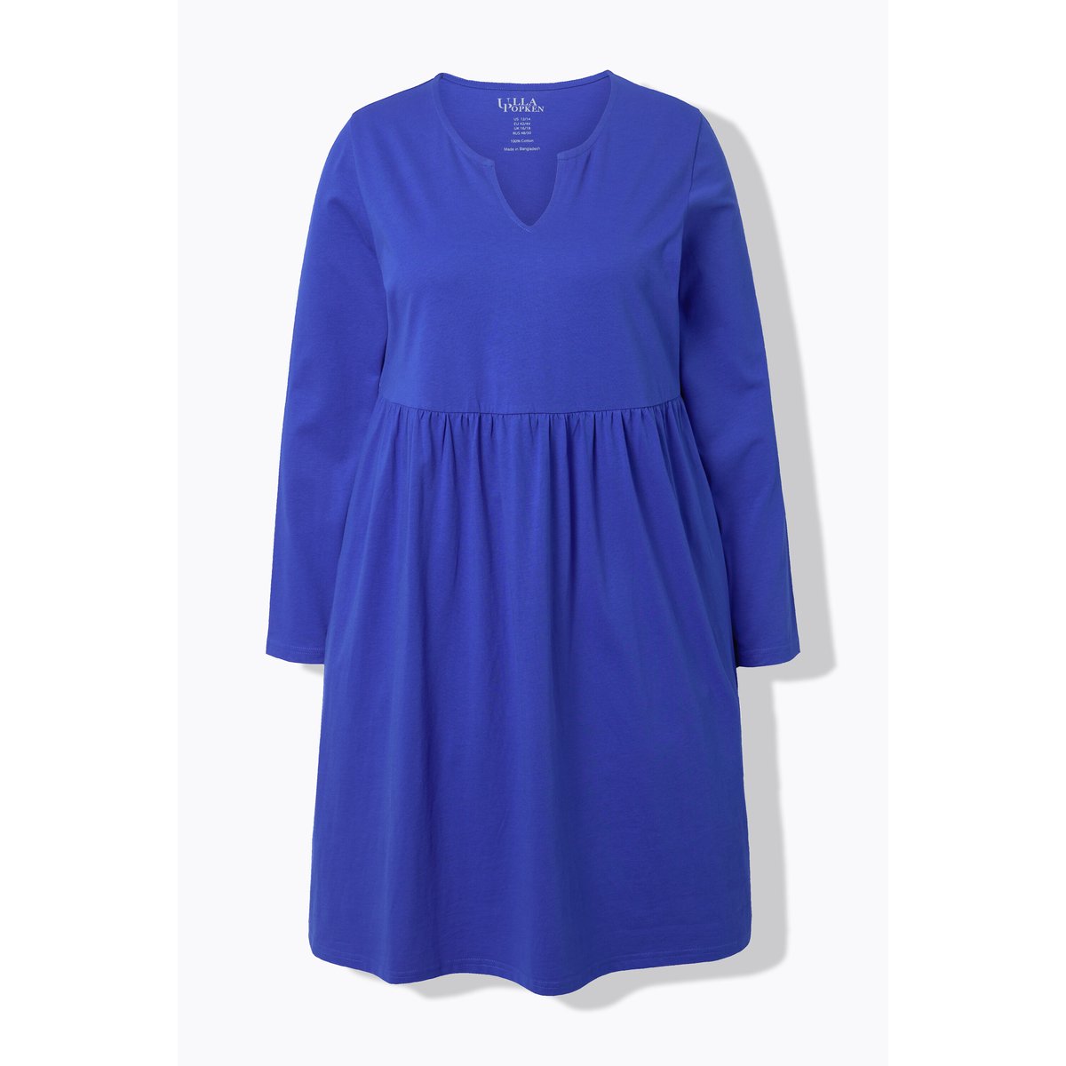 Robe en jersey à col tunisien et manches bleu roi, ULLA POPKEN