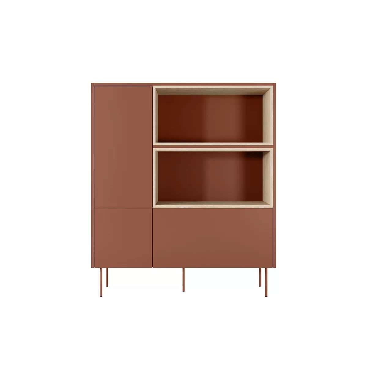 Buffet haut en panneaux de particules 2 portes 1 tiroirs 120 cm, ATLAS rouge, BOBOCHIC