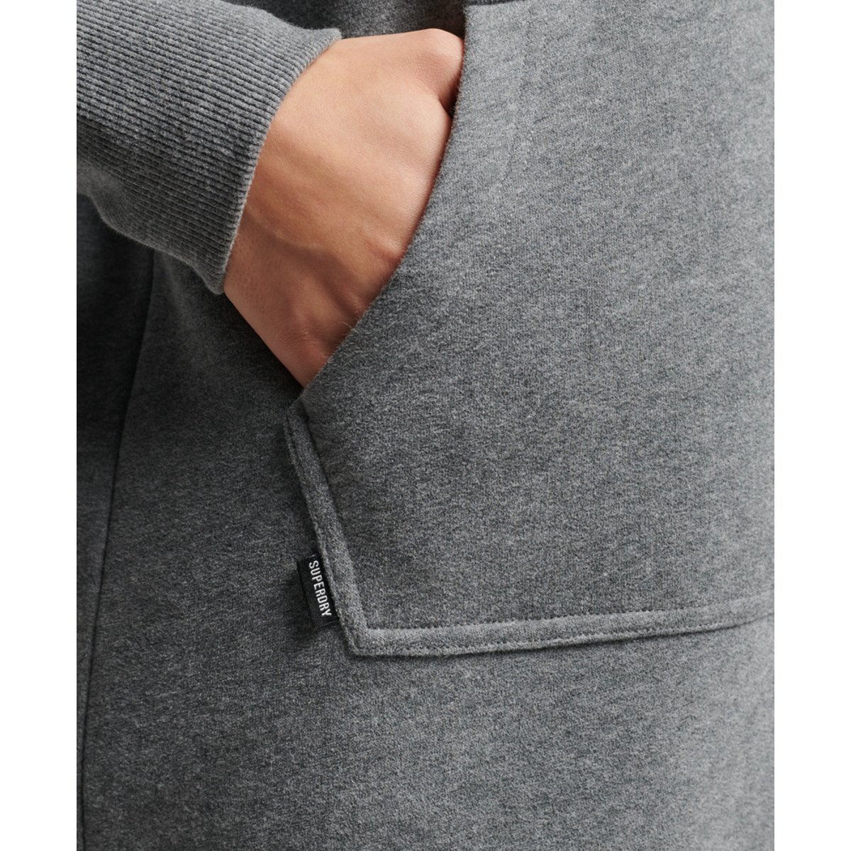 Robe sweat à capuche brodée Vintage Logo anthracite profond chiné, SUPERDRY