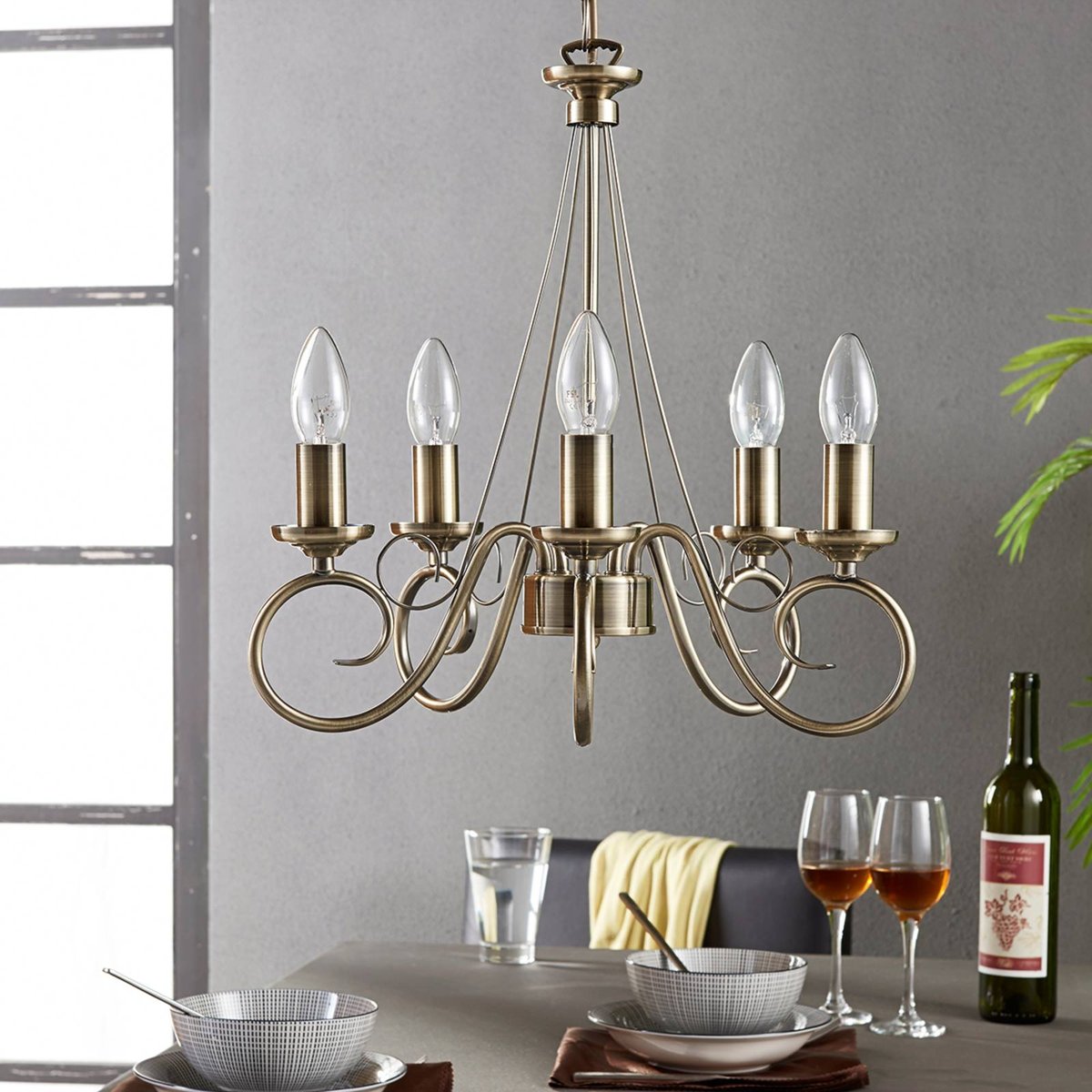 Lustre en métal antique, Marnia laiton ancien, LINDBY